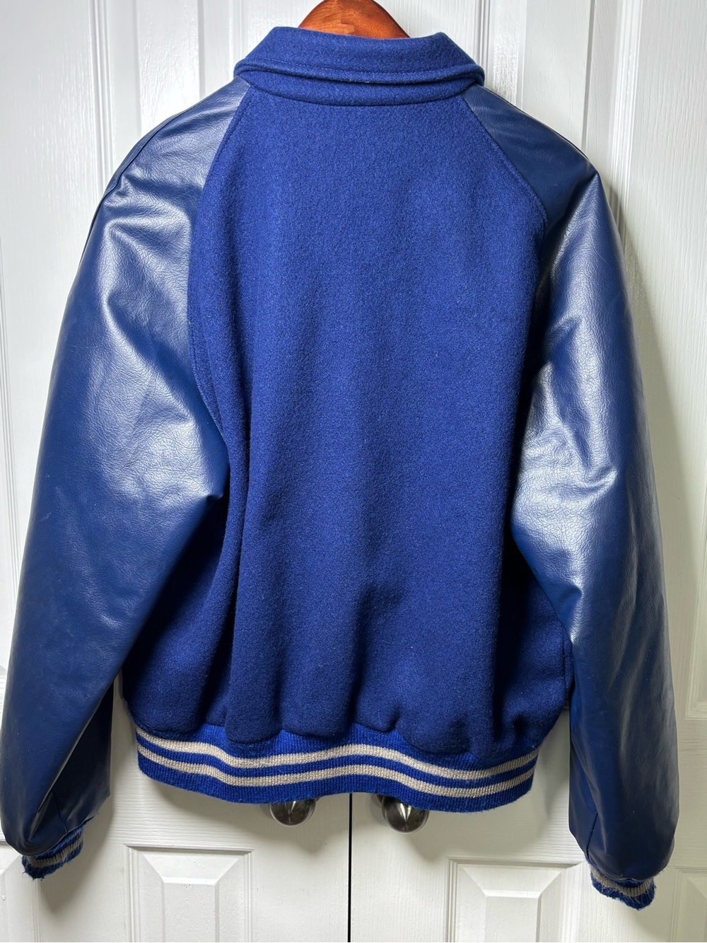 Vintage Trophy Jackets Blue Varsity Letterman Jacket Men’s Large USA Made - Picture 3 of 13